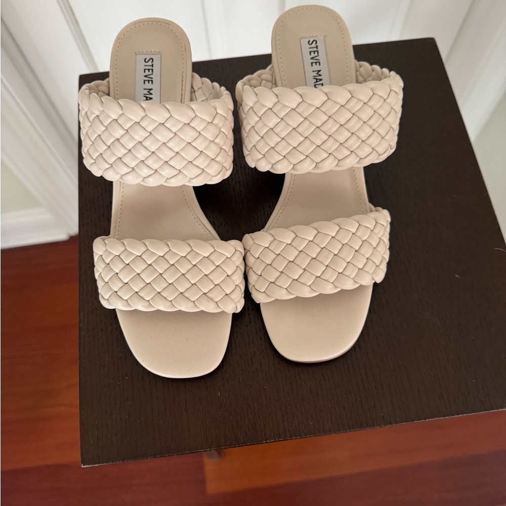 Steve Madden Braided Double-Strap Sandal in Cream